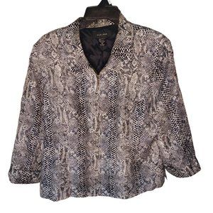 SilkLand Black And White 100% Silk Snakeskin Print Jacket Size XL